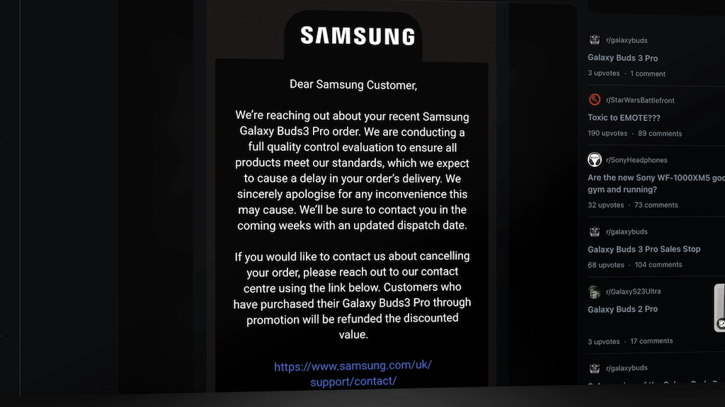 Samsung Galaxy Buds 3 Pro producent zawiesza dostawę